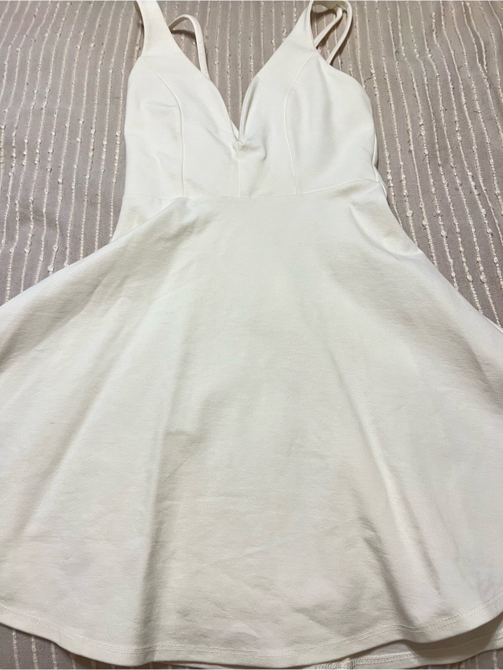 Lulu's White V-Neck A-Line Mini Dress